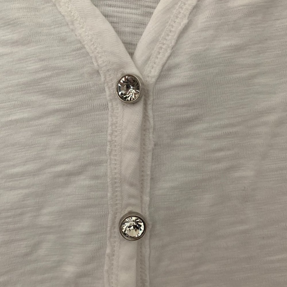 True Grit White Cardigan Rhinestone Buttons